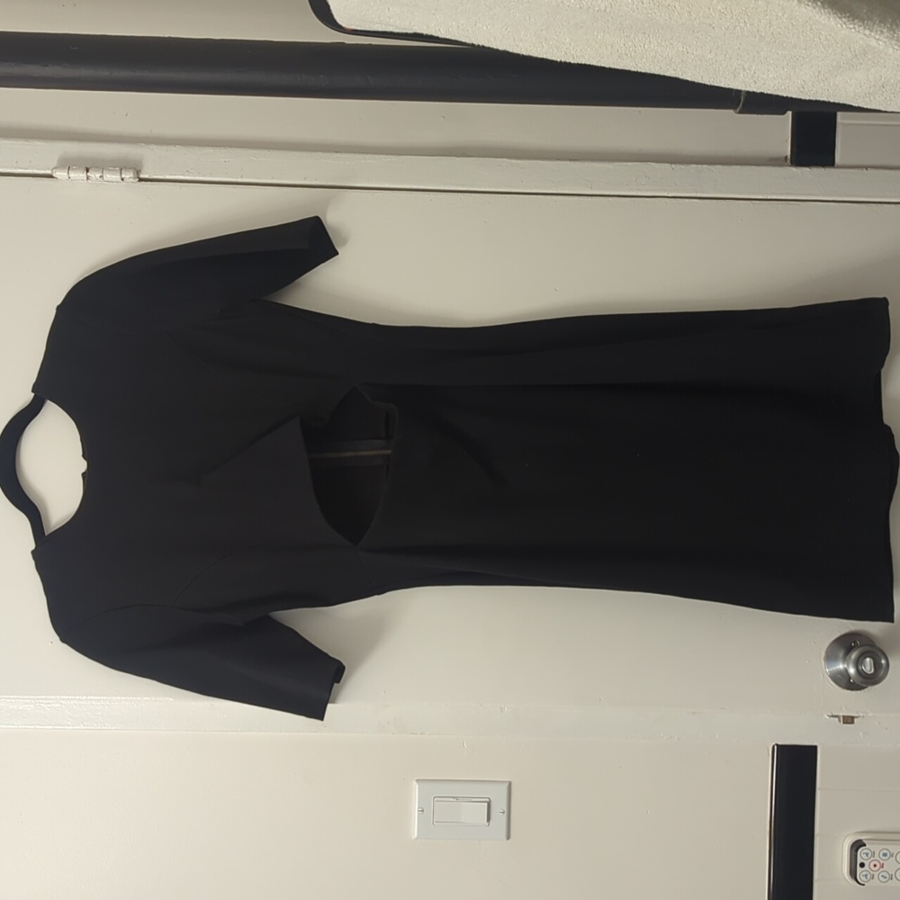 Reformation Black Evita Keyhole Cutout Stretch Midi Dress Size 4 - Picture 4 of 5
